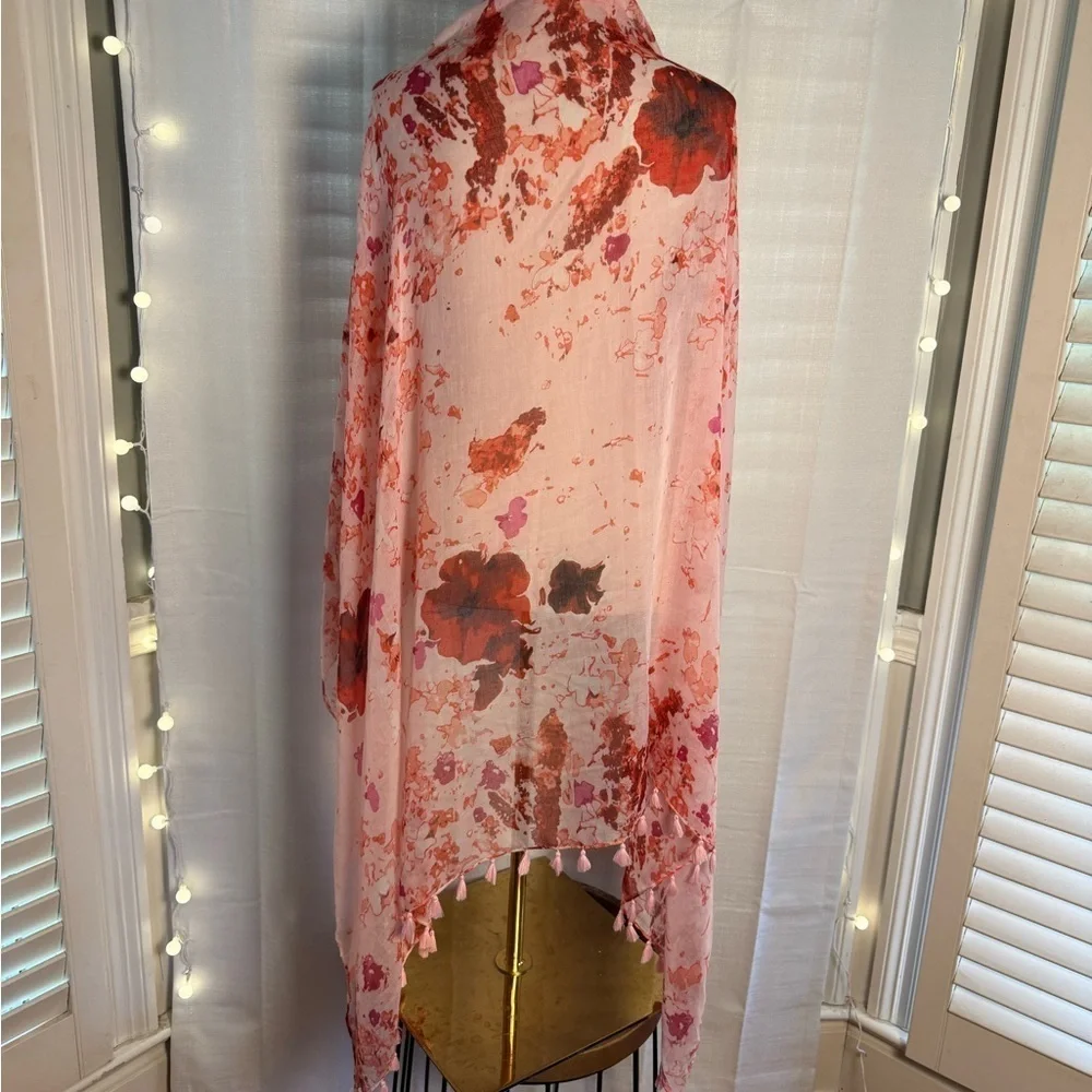 Peter Som Pink and Red Silk Scarf